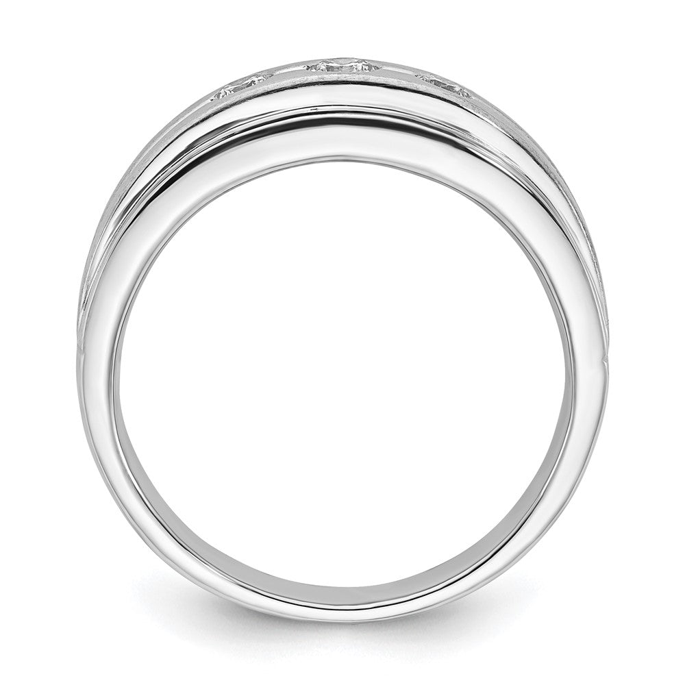 10K White Gold Polished & Brushed Diamond Men's Band