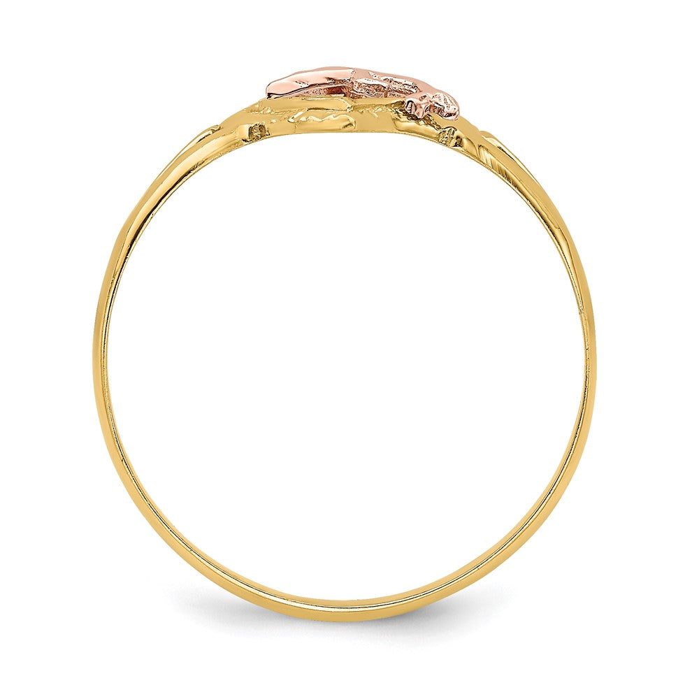 14K Yellow and Rose Gold W/Rhodium Dolphin In Heart Ring Size 7