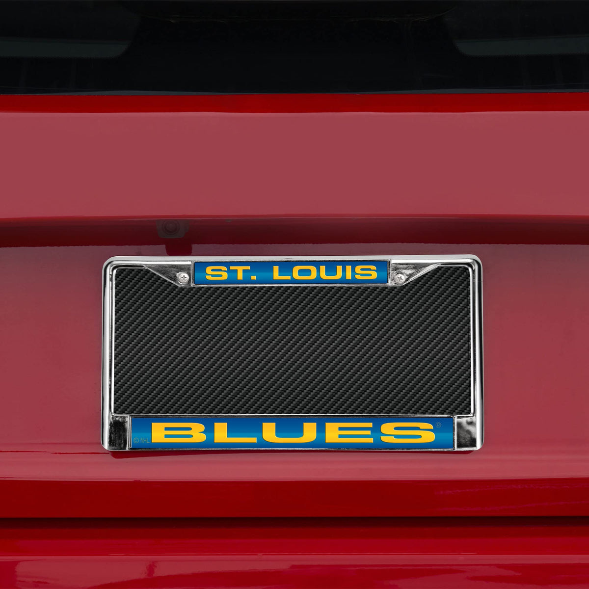 St Louis Hockey Blue's Chrome Metal Laser Cut License Plate Frame