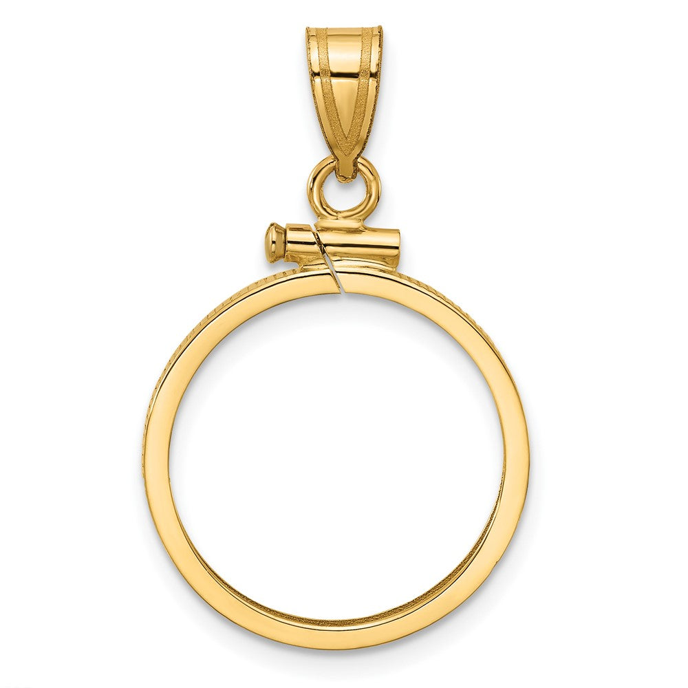 Wideband Distinguished Coin Jewelry 14k Polished 18.0mm x 1.35mm Screw Top Coin Bezel Pendant
