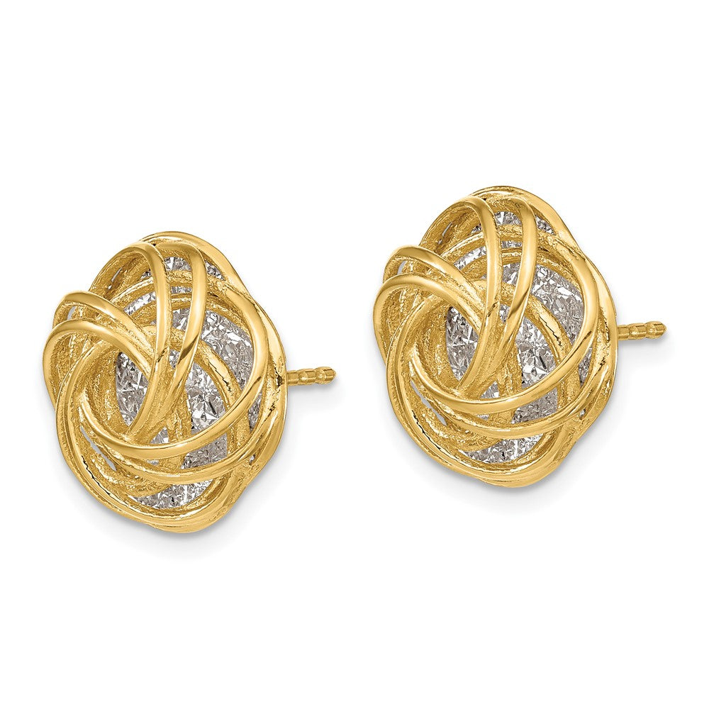 14K Two-tone Polished D/C Love Knot Earrings