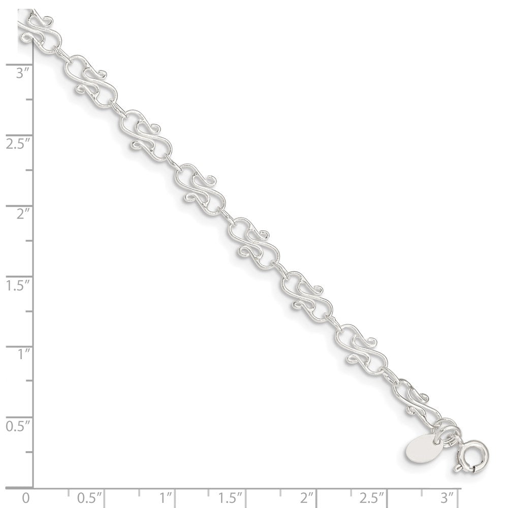 Sterling Silver 10inch Fancy Polished Anklet 10 inches