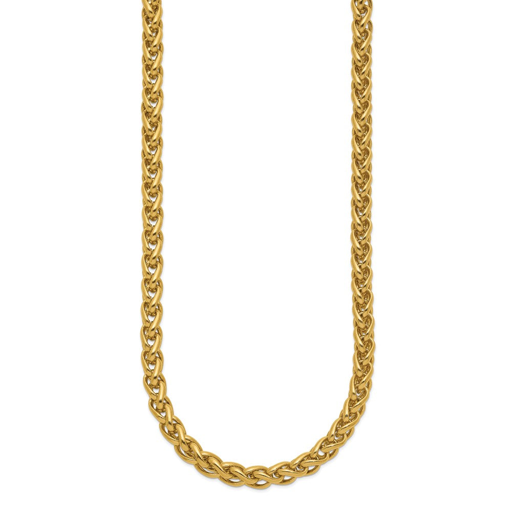 Stainless Steel Polished Yellow IP 24in Spiga 6mm Chain Necklace