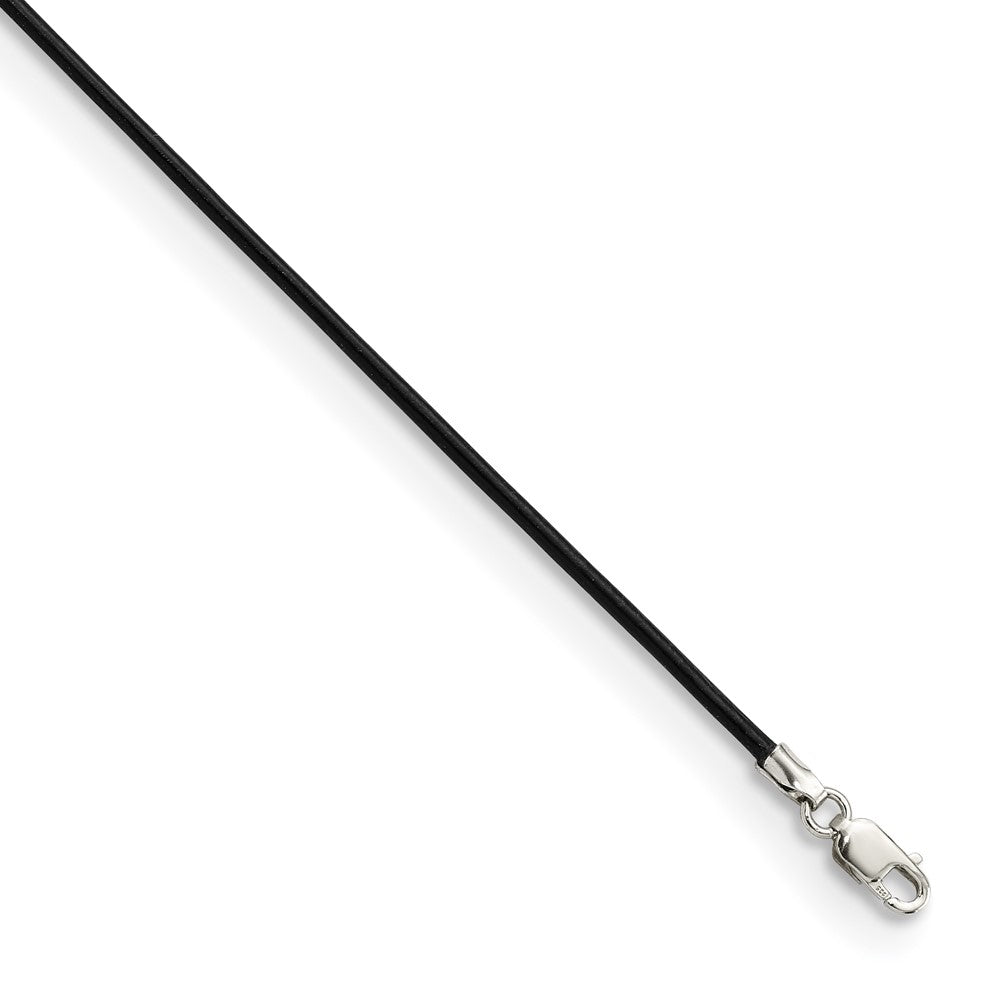 Sterling Silver 18inch 1.5mm Black Leather Cord Necklace 18 Inches