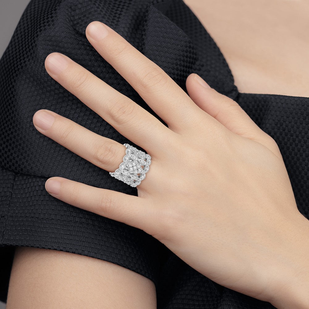 Cheryl M Sterling Silver Rhodium-plated Brilliant-cut CZ Multi-stone Ring