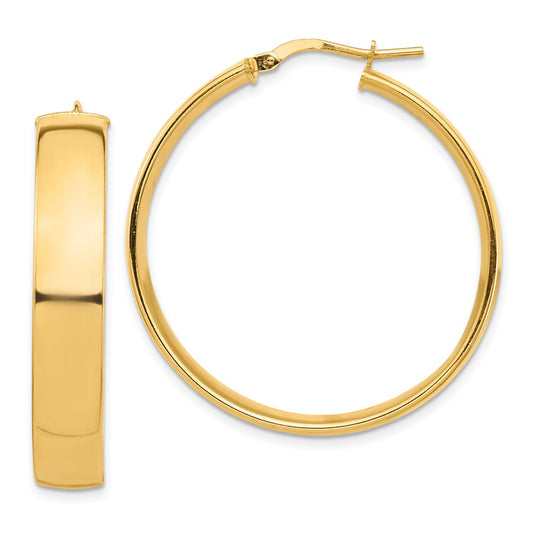 10k High Polished 7mm Hoop Earrings