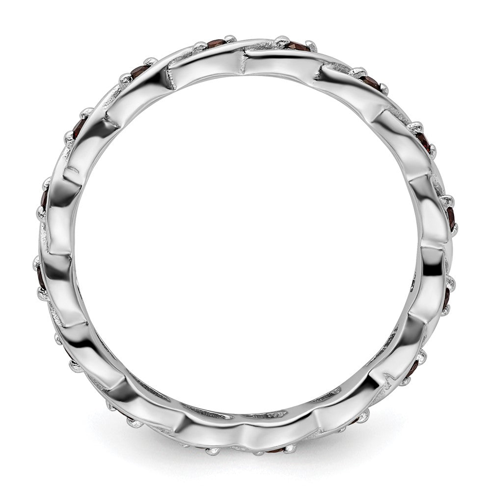 Sterling Silver Stackable Expressions Garnet Ring Size -8