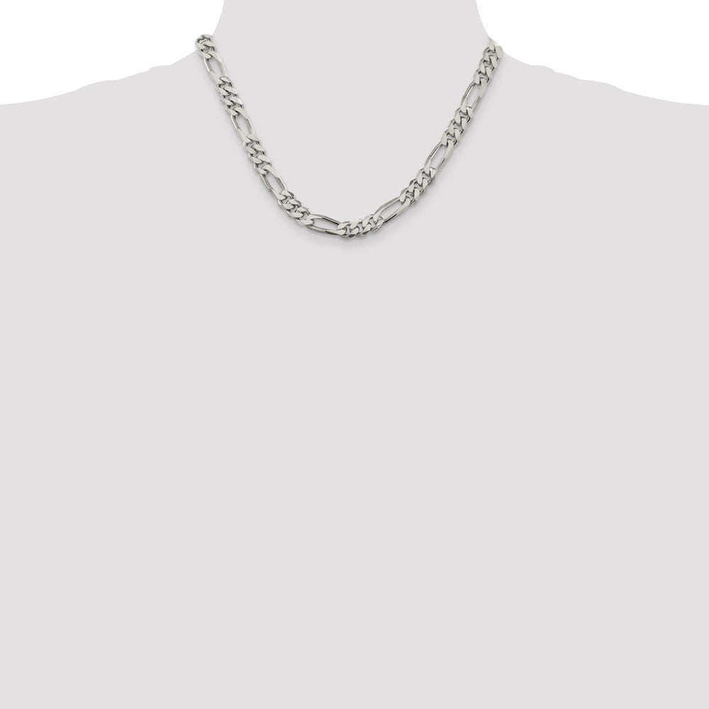 Sterling Silver 8mm Figaro Chain 18 Inches