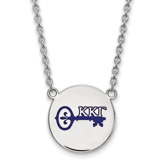 Sterling Silver 18in Official Licensed Greek Sororities Kappa Kappa Gamma (???) Small Enamel Pendant w/Necklace