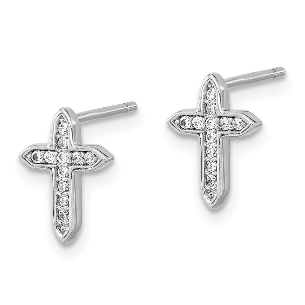 De-Ani Sterling Silver Rhodium-Plated Polished Mini Compass Leverback Earrings