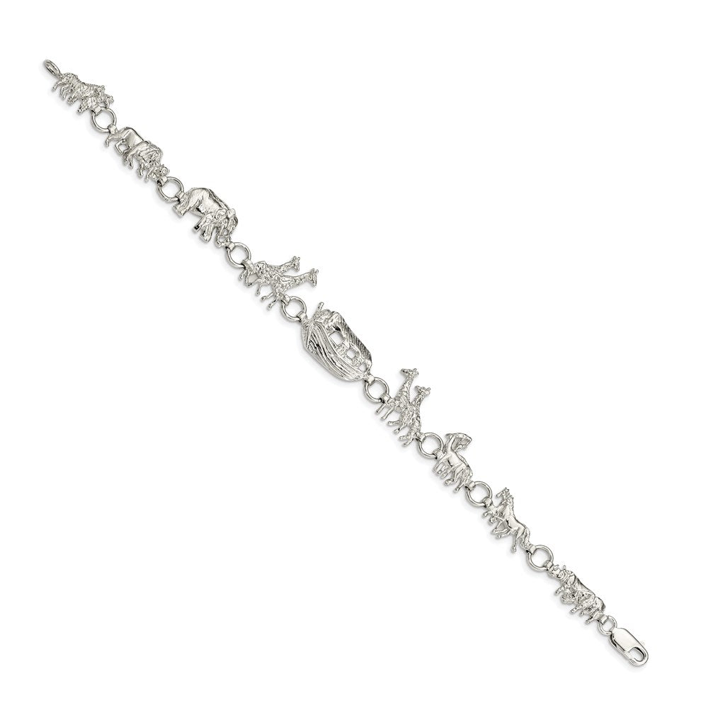Sterling Silver Noah's Ark Bracelet 7 inches