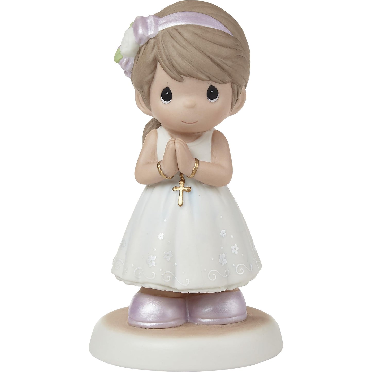 Precious Moments Blessings On Your First Communion Brunette Hair/Medium Skin Girl Figurine, Count 1