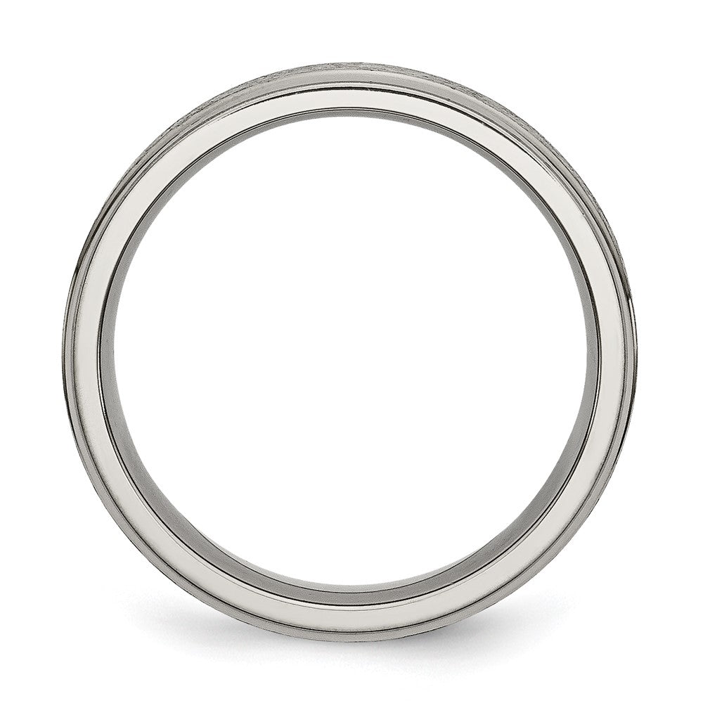 Titanium Brushed Center 6mm Ridged Edge Band Size - 11