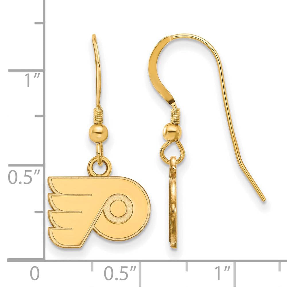 Sterling Silver Gold Plated NHL LogoArt Philadelphia Flyers Dangle Earrings