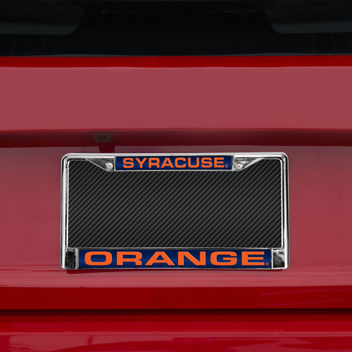 Syracuse-Orange Chrome Metal Laser Cut License Plate Frame