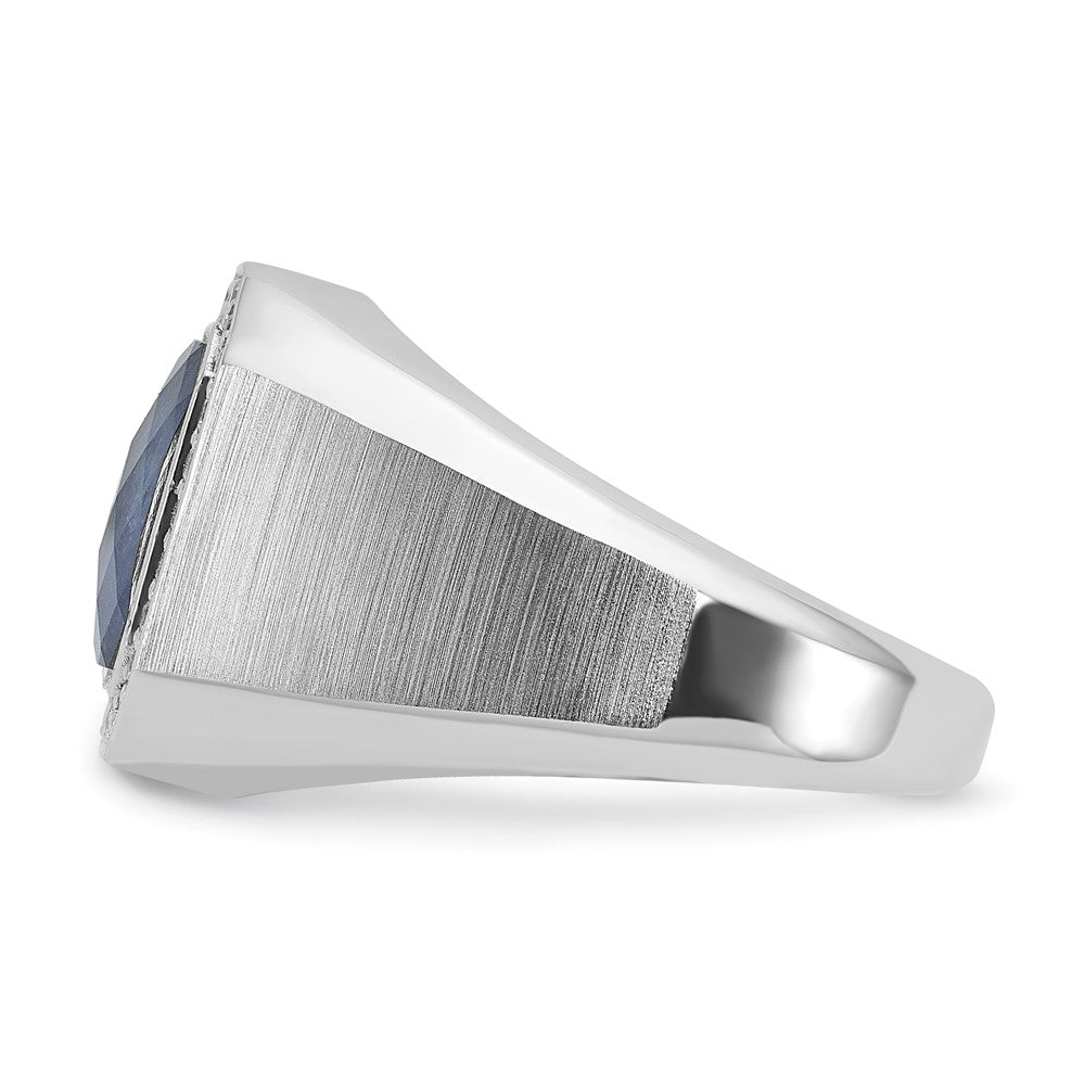 14k White Gold IBGoodman Men's Polished and Satin Gemstone and Diamond Ring Mounting