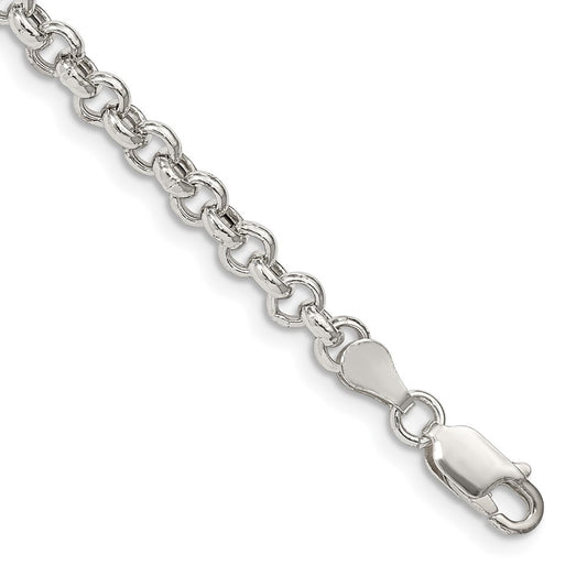 Sterling Silver 4.25mm Semi-solid Rolo Chain 8 inches