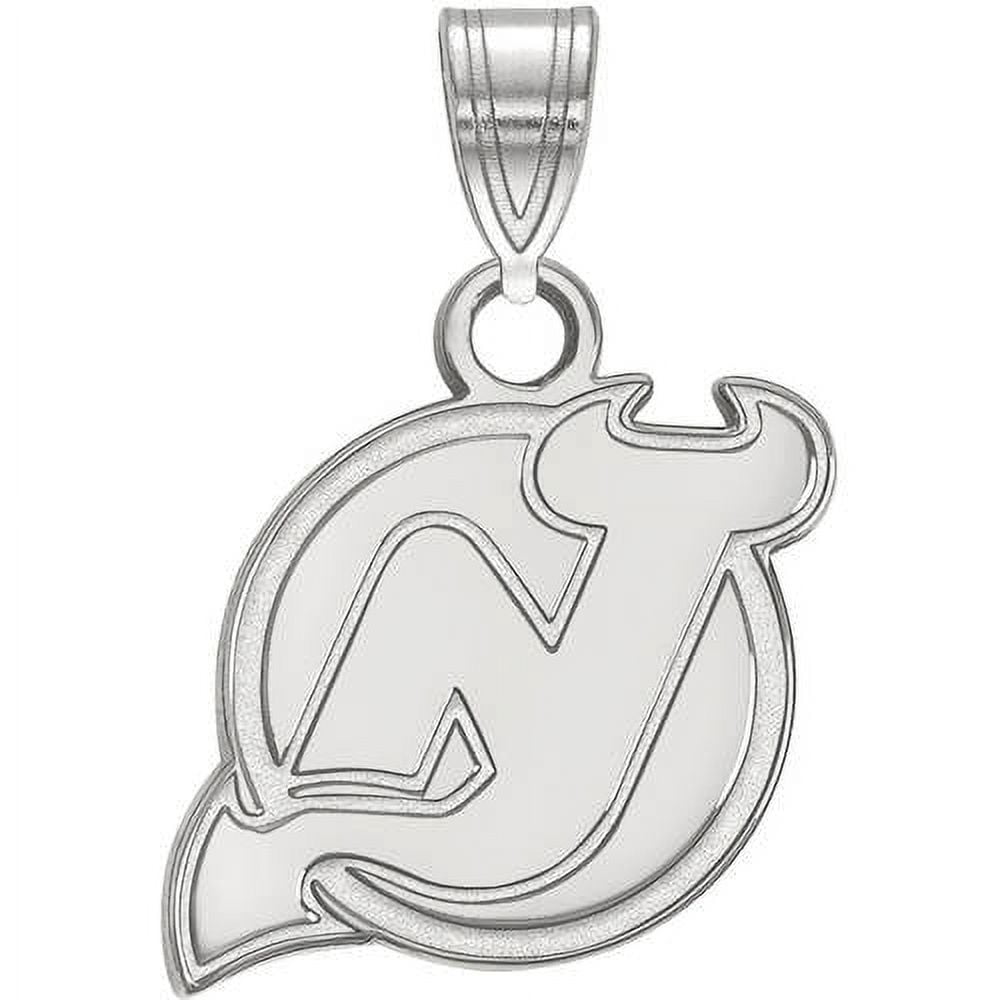 LogoArt Sterling Silver Rhodium-plated NHL New Jersey Devils Small Pendant