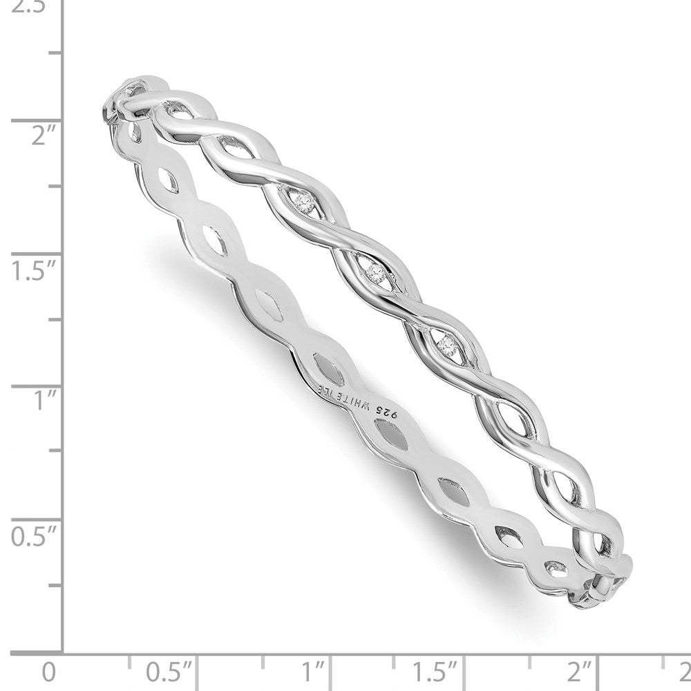 White Ice Sterling Silver Rhodium-plated Diamond Twist Bangle 7 inches