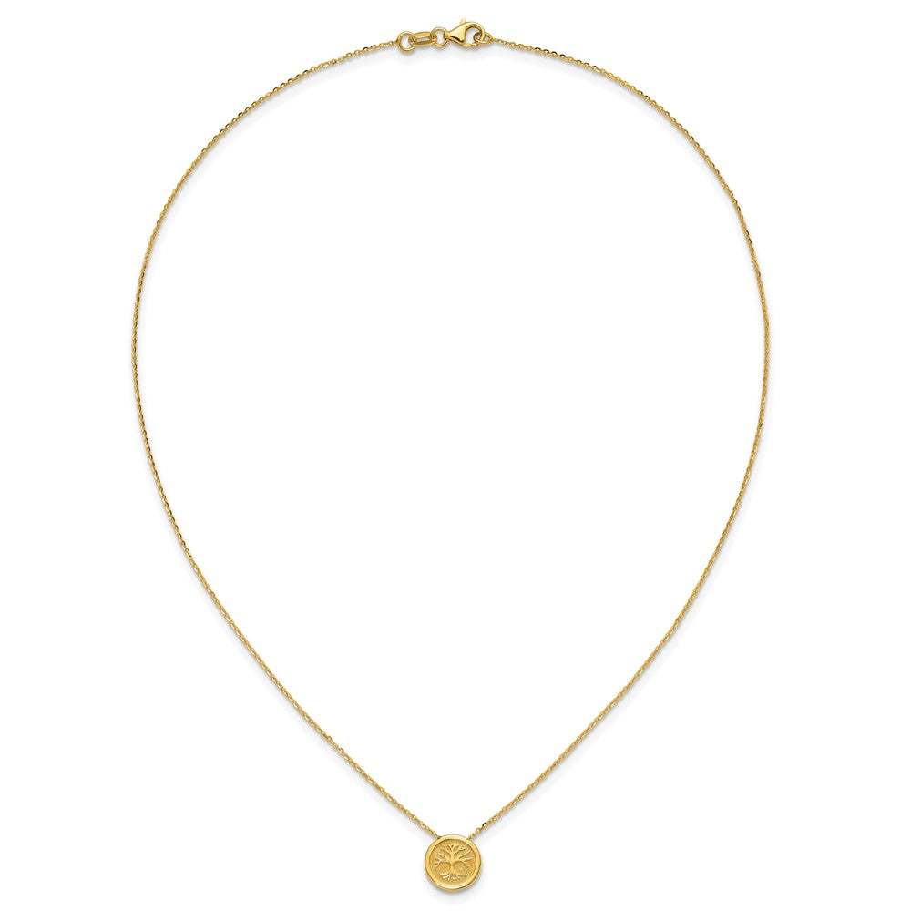 14K Polished and Satin Tree of Life Necklace