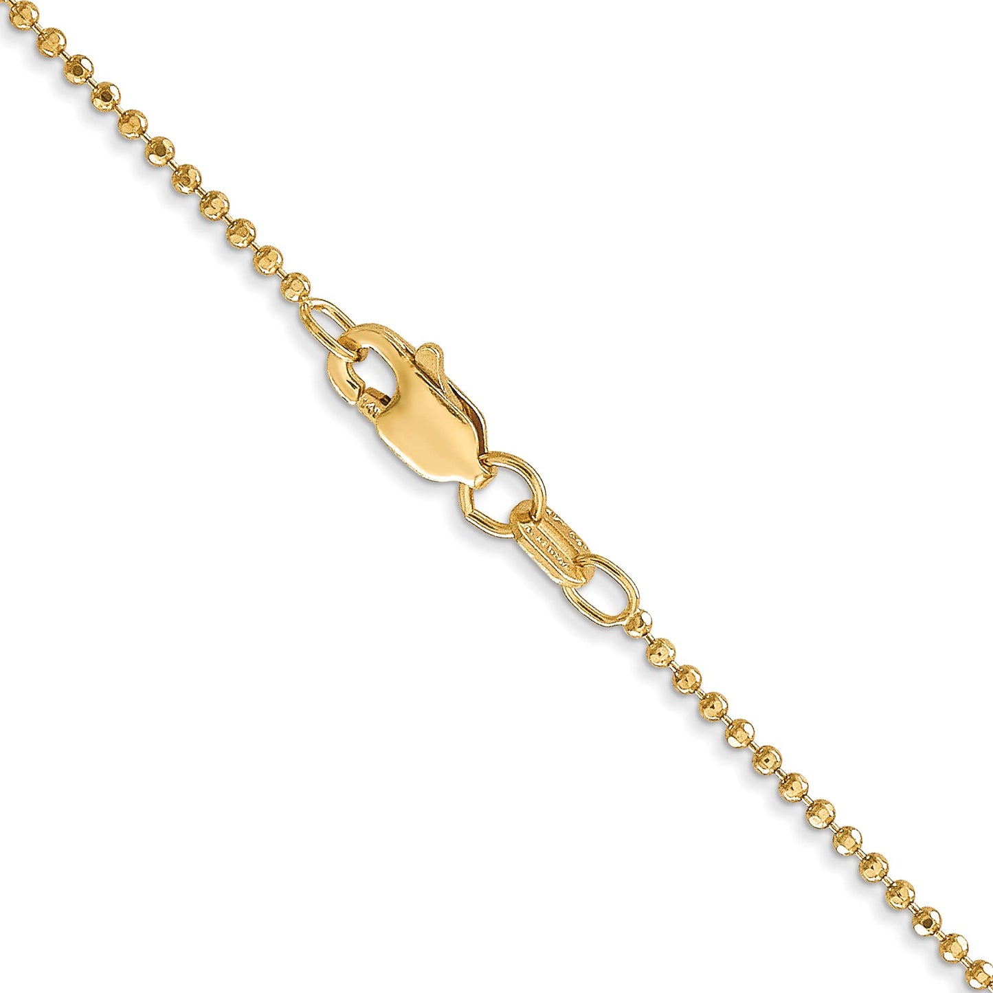 14K 9 inch 1.2mm Diamond-cut Beaded with Lobter Clasp Anklet