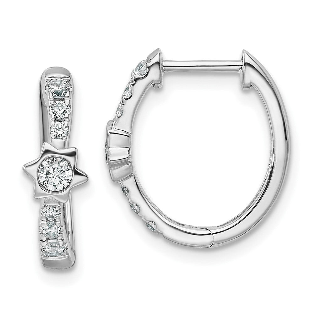 True Origin 14k White Gold 1/2 carat Lab Grown Diamond VS DEF Hinged Hoop Earrings