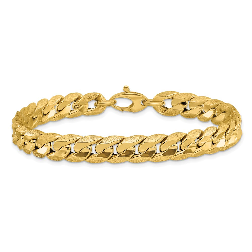 14K Polished and Textured Fancy Curb Men's Bracelet 8.5  inches