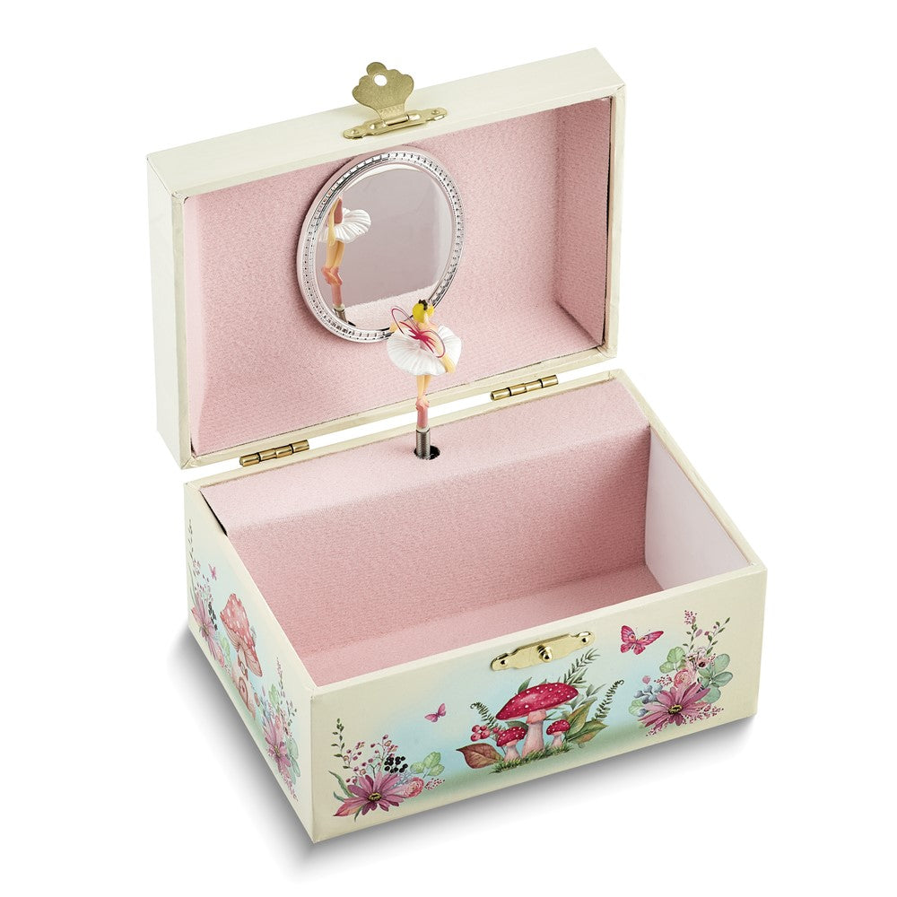 Childrens Mushrooms with Fairy Mirrored Musical Jewelry Box (Plays Magic Flute)