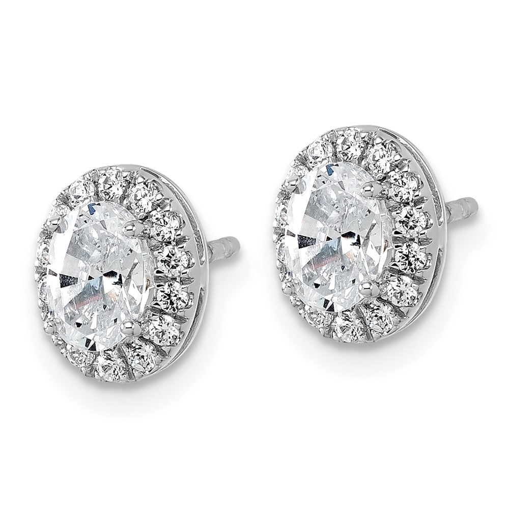 14K White Gold 1/4 Carat Lab Grown Diamond VS/SI+ G+ Semi-Mount Oval Halo Earrings