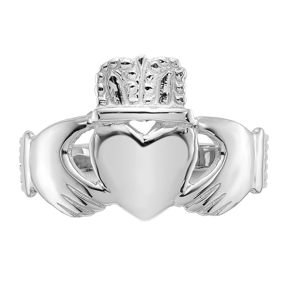 14k White Gold Ladies Claddagh Ring Size 5.5