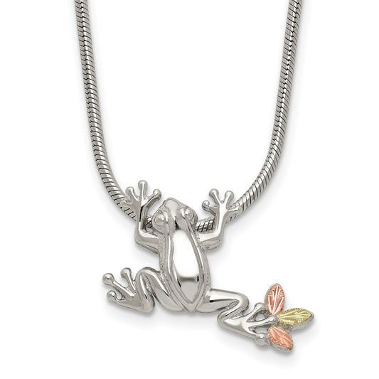 Landstrom's Mt. Rushmore Black Hills Sterling Silver 12K Gold Accents Frog Slide 20 inch Lobster Clasp Necklace 20 Inches