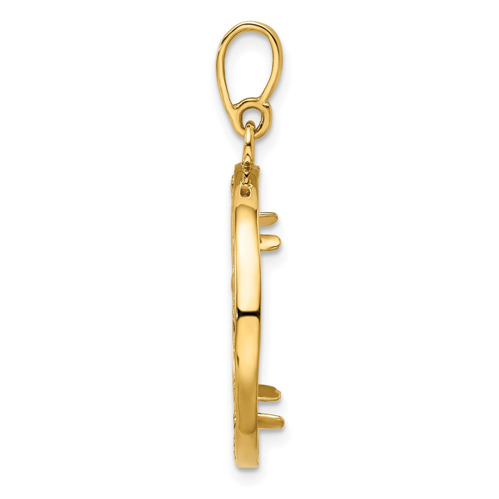 Wideband Distinguished Coin Jewelry 14k Polished Casted Rope with Bright Edge 17.8mm Prong Coin Bezel Pendant