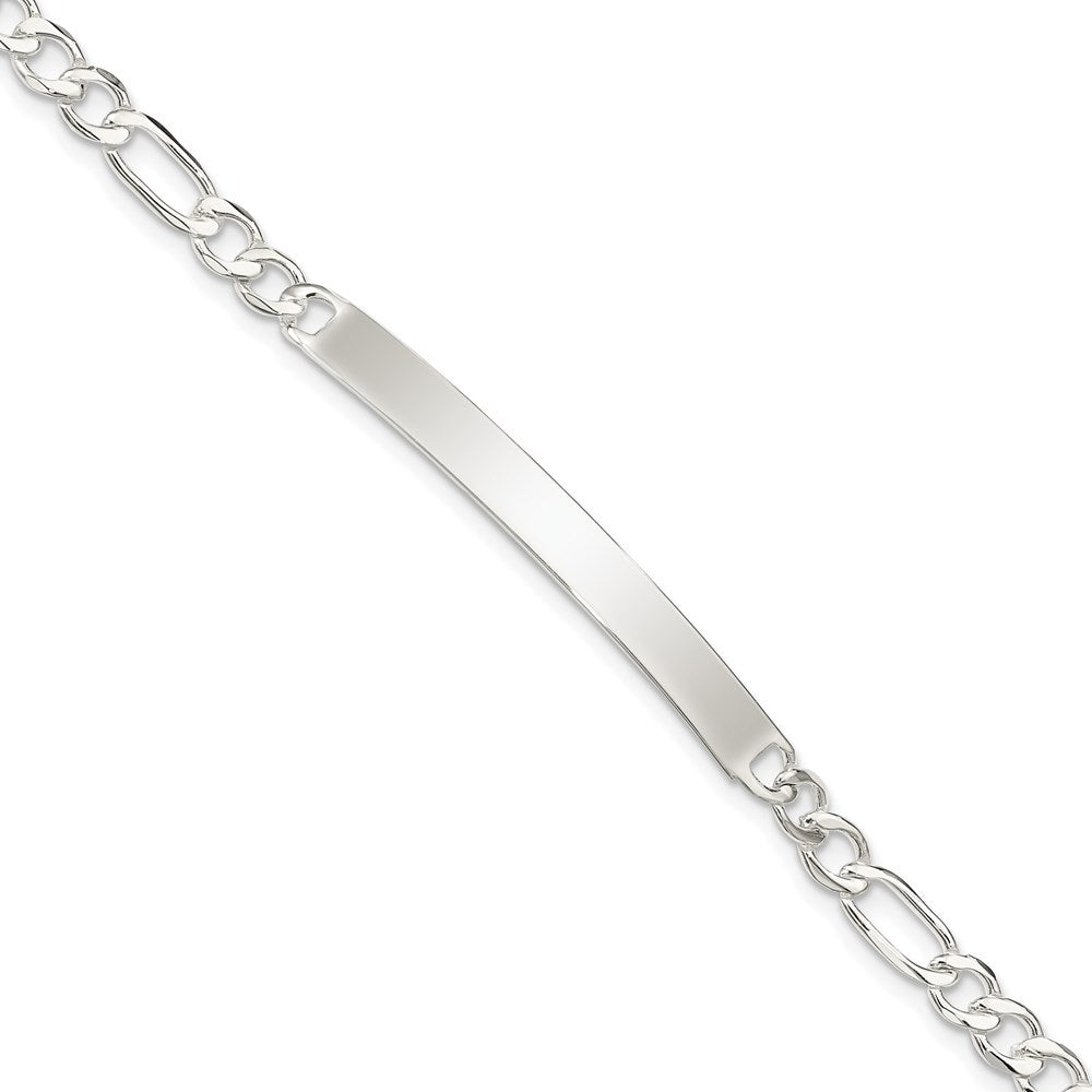 Sterling Silver Figaro Link ID Bracelet 7.5 inches