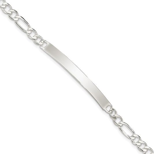 Sterling Silver Figaro Link ID Bracelet 7.5 inches
