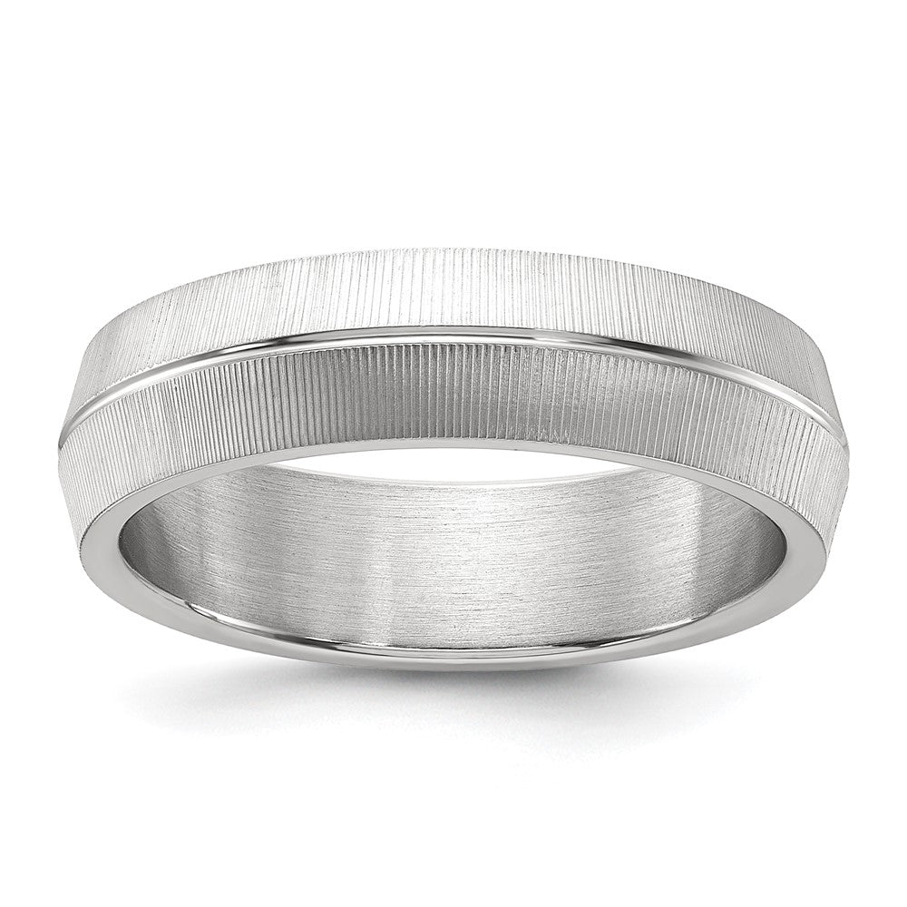 Chisel Titanium Polished and Textured 6mm Band Size - 10