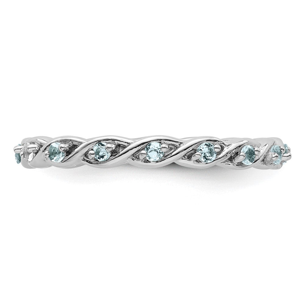 Sterling Silver Stackable Expressions Aquamarine Ring Size -5