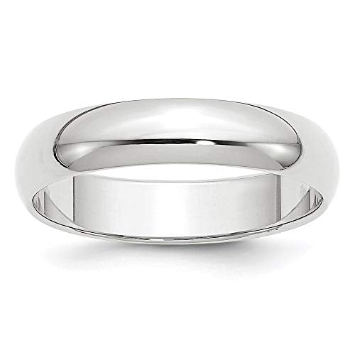 10k White Gold 5mm Half Round Wedding Band Size 8