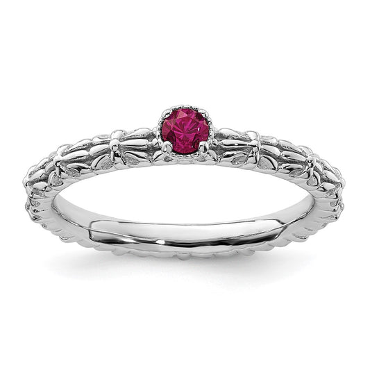 Sterling Silver Stackable Expressions Created Ruby Single Stone Ring Size -10