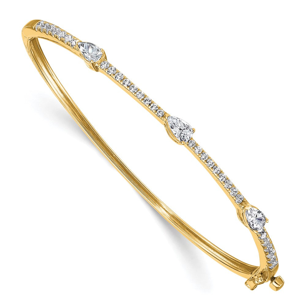 True Origin 14K Yellow Gold 1 3/8 carat Lab Grown Diamond VS+ F+ 6.75 in Complete Hinged Bangle