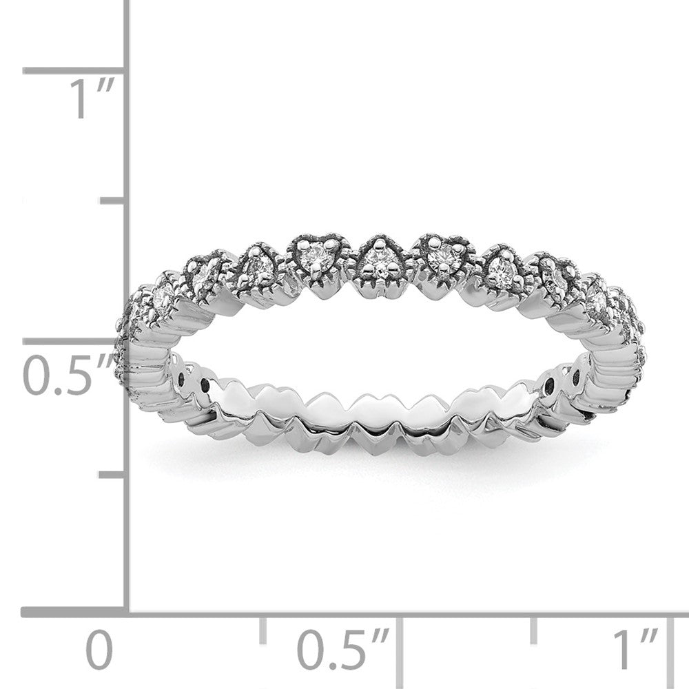 Sterling Silver Stackable Expressions Diamond Heart Ring Size -6