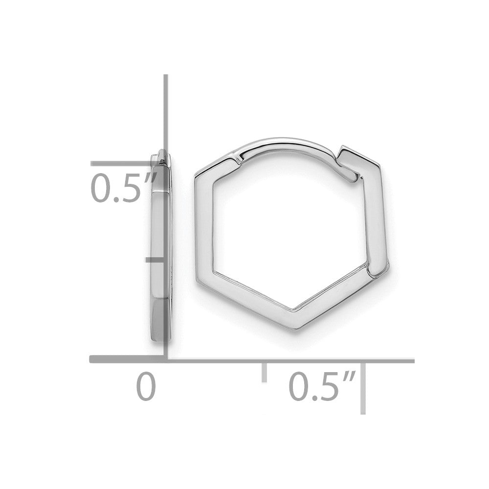 14K White Gold Polished Geometric Hoop Earrings