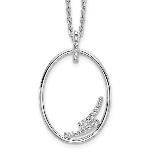 White Ice Sterling Silver Rhodium-plated 18 Inch Diamond Open Oval Necklace with 2 Inch Extender 18 Inches