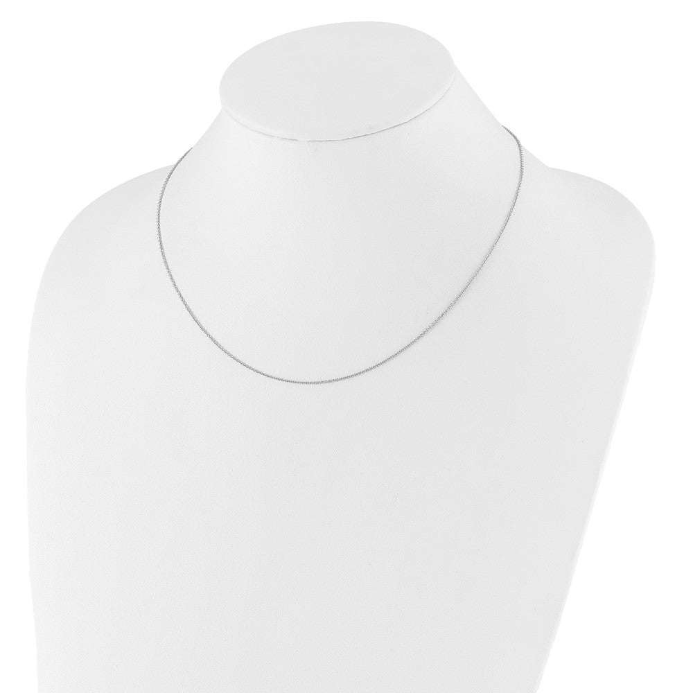 14k White Gold 1.25mm Round Cable 1in+1in Adjustable Chain
