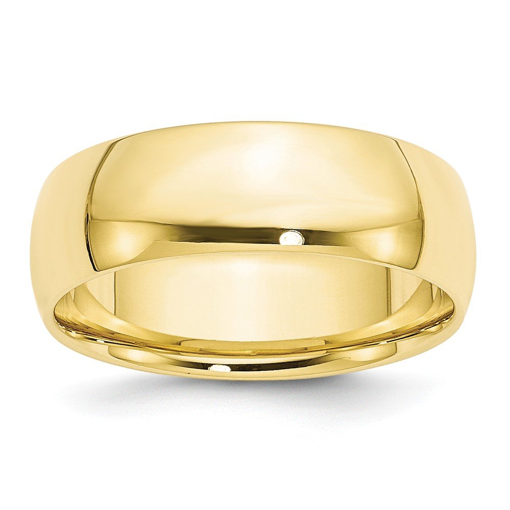 10k Yellow Gold 7mm Lightweight Comfort Fit Wedding Band Size 8.5