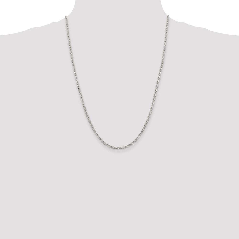 Sterling Silver 3mm Fancy Patterned Rolo Chain 24 Inches