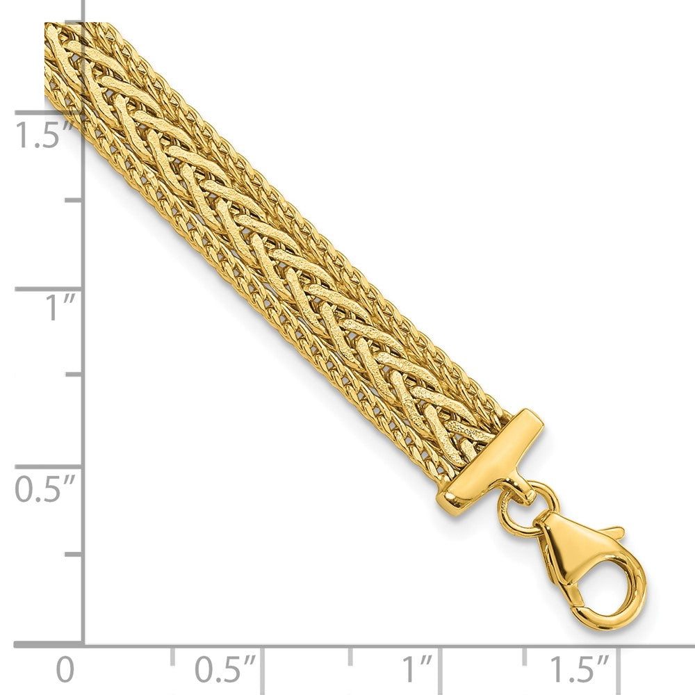 14K Polished and Textured Braided Bracelet 7.5  inches