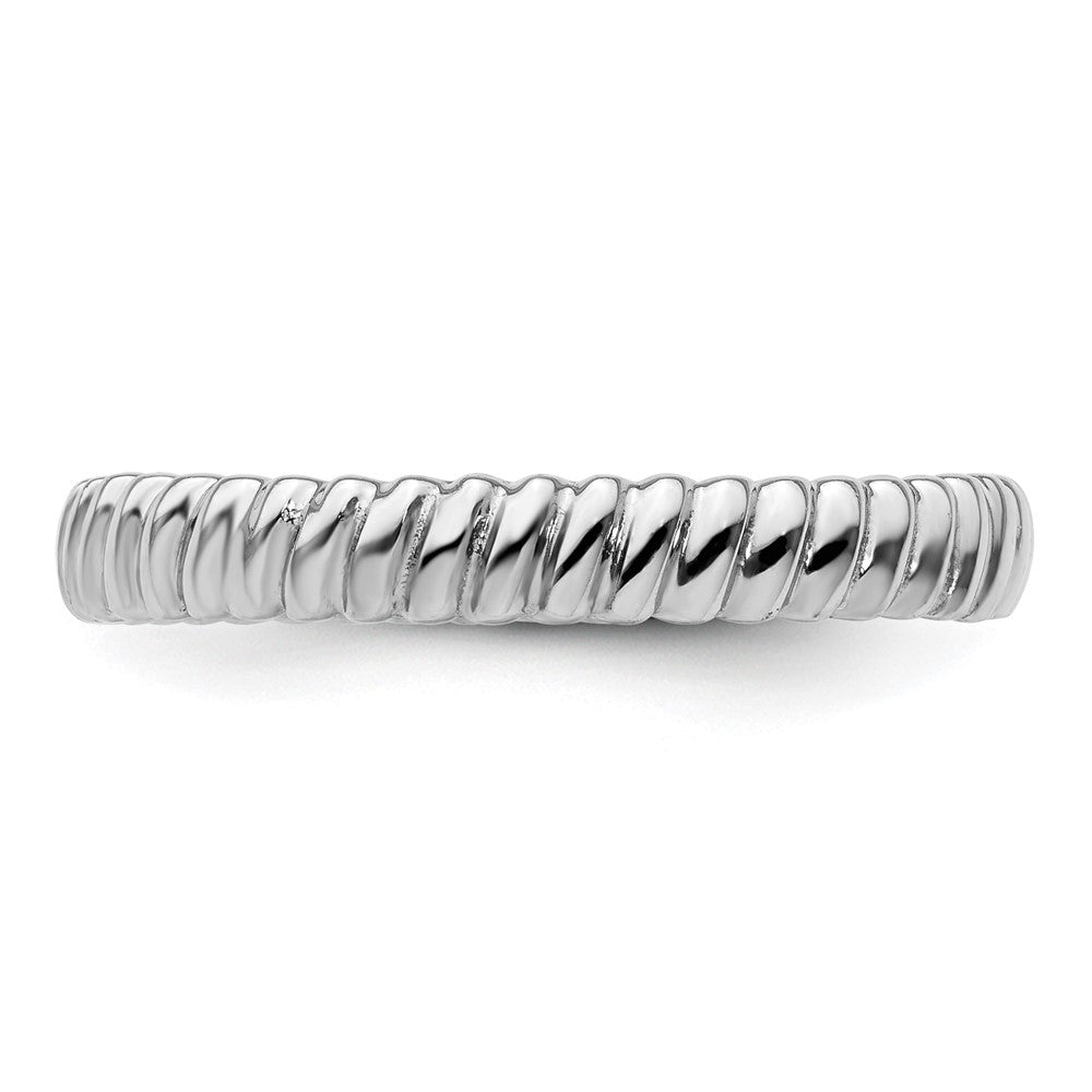 Sterling Silver Stackable Expressions Rhodium Ring Size -7
