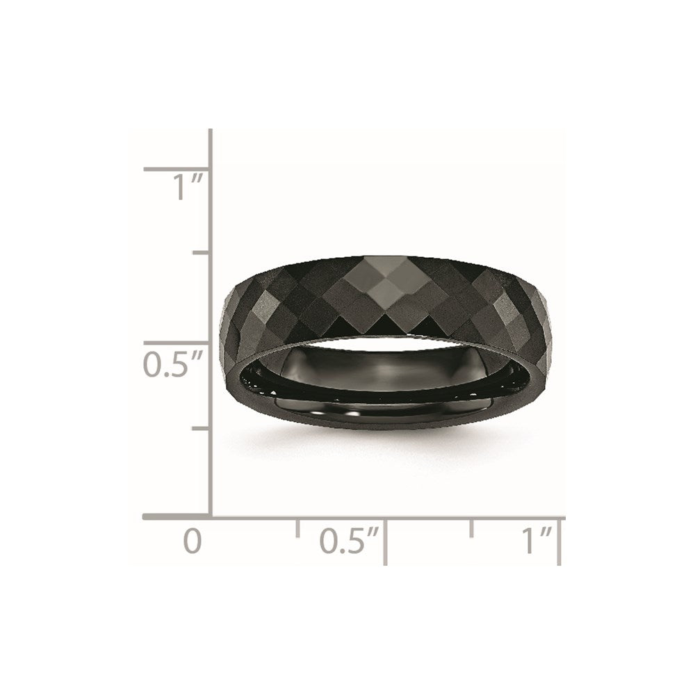 Ceramic Black 6mm Faceted Polished Band Size - 11.5
