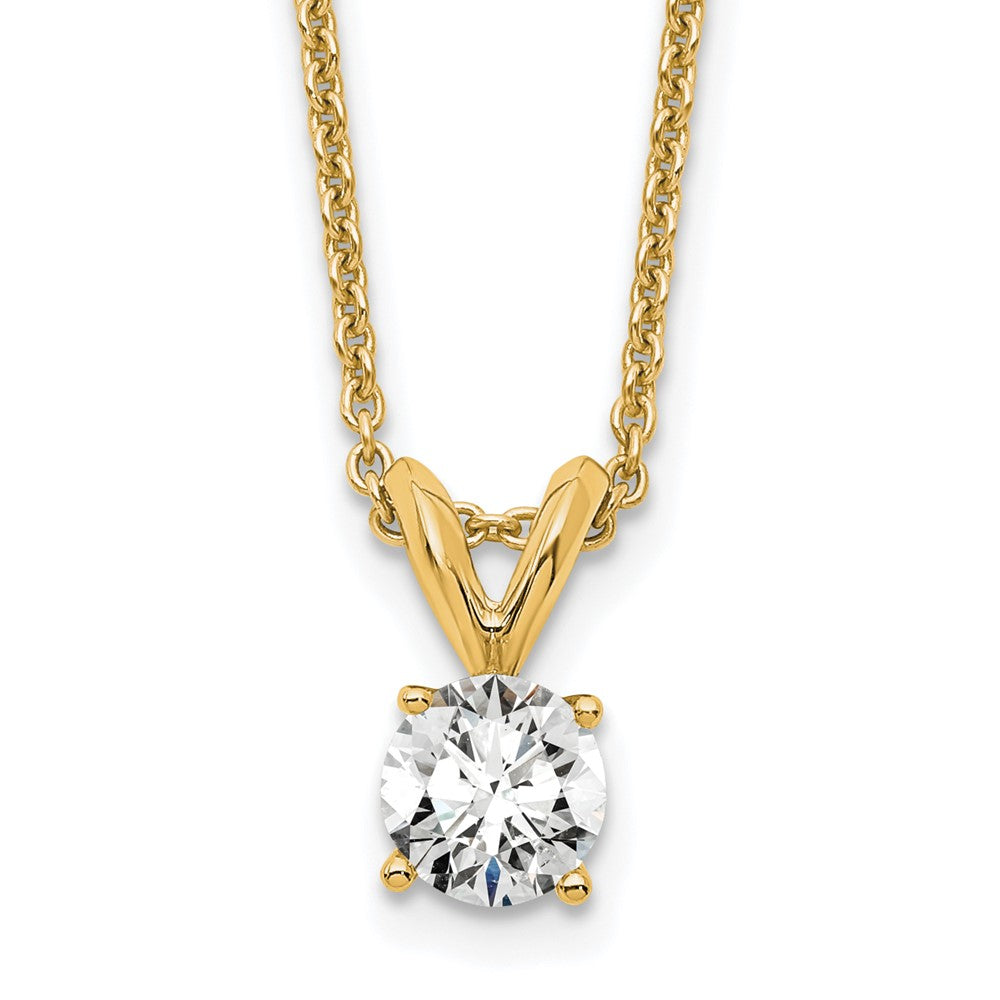 14k 1/3 carat Lab Grown Diamond VS+ F+ Round Complete Four Prong 18 inch Solitaire Pendant Necklace