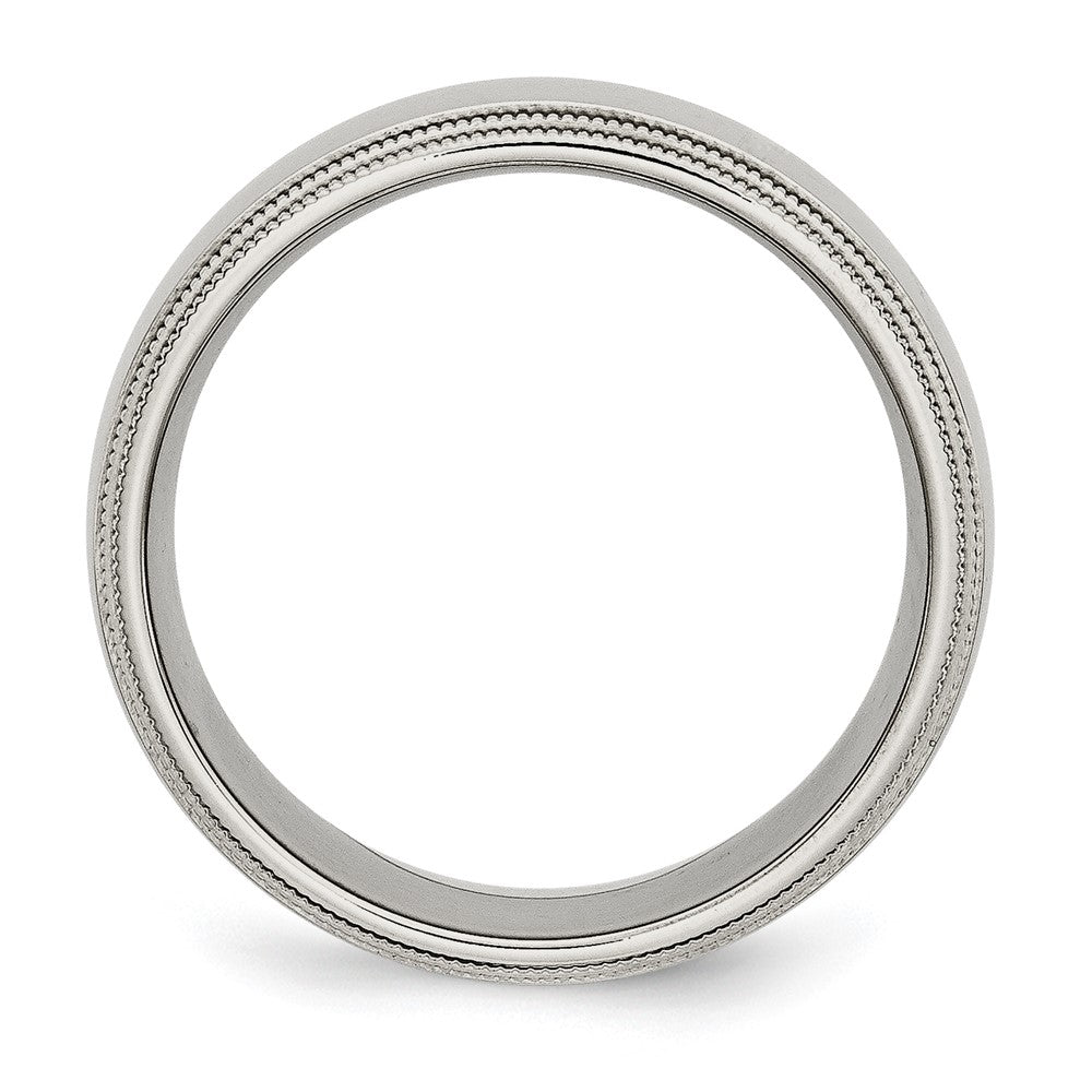 Stainless Steel Grooved and Beaded 8mm Polished Band Size - 13.5